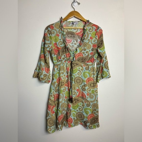 Bap Lady Mudpie Midi Dress M 100% Linen Paisley Print Feminine Country side Boho - Picture 1 of 14